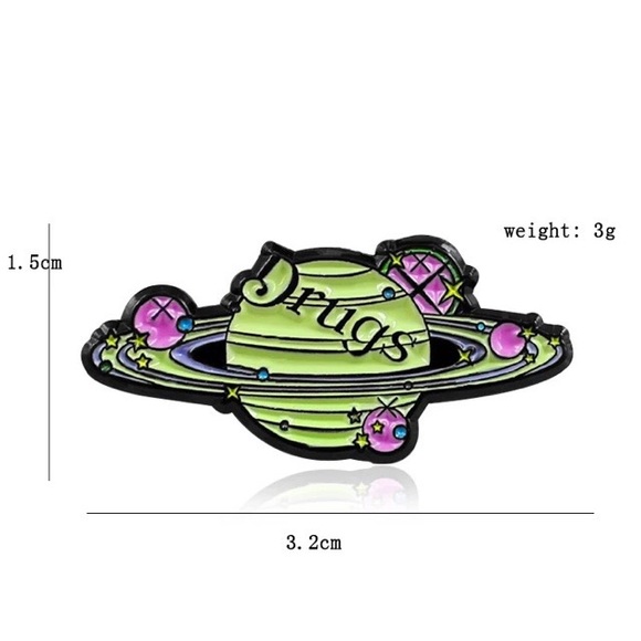 Drugs Planet Enamel Pin 420 Science Student Astronomy Party Personality Badge - Picture 4 of 8